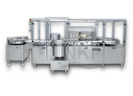 N.K.P. Pharma offers Automatic Eight Head Injectable Liquid Filling with Rubber Stoppering Machine.